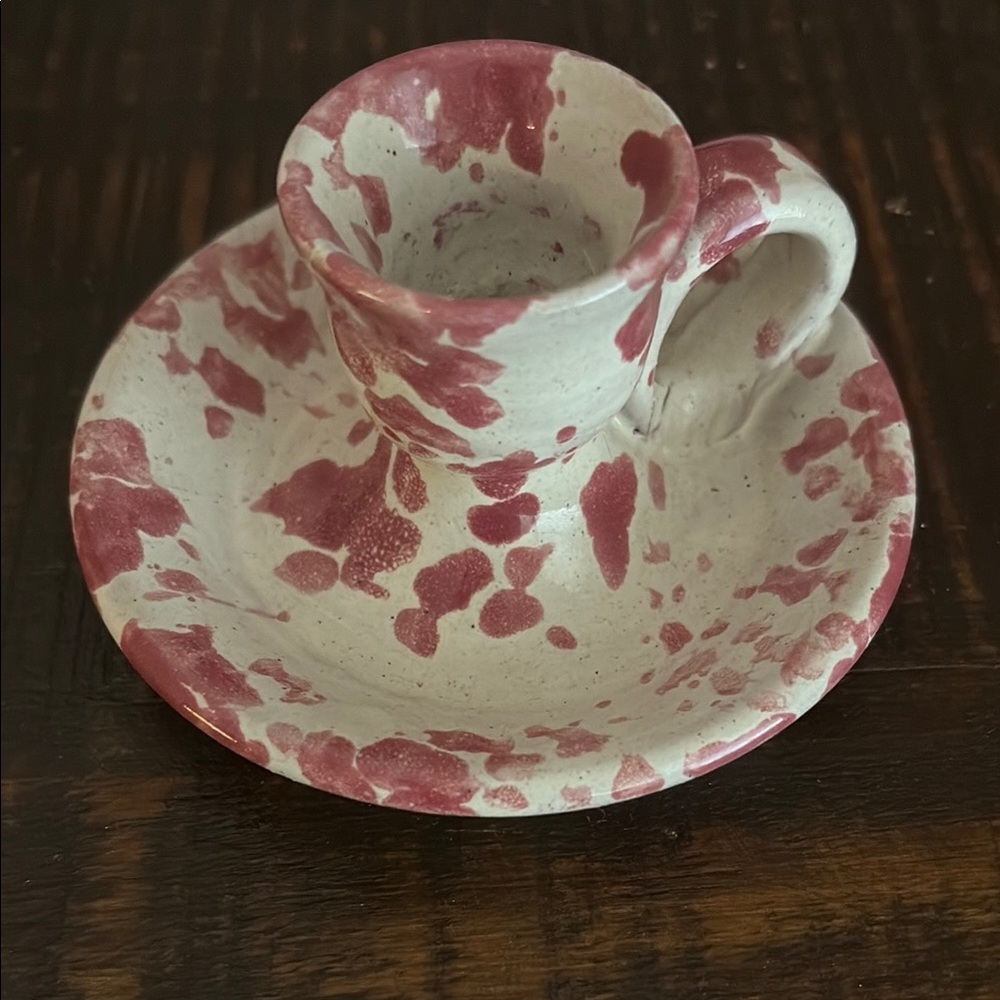 Bybee Pottery Red and White Ceramic Candle Holder